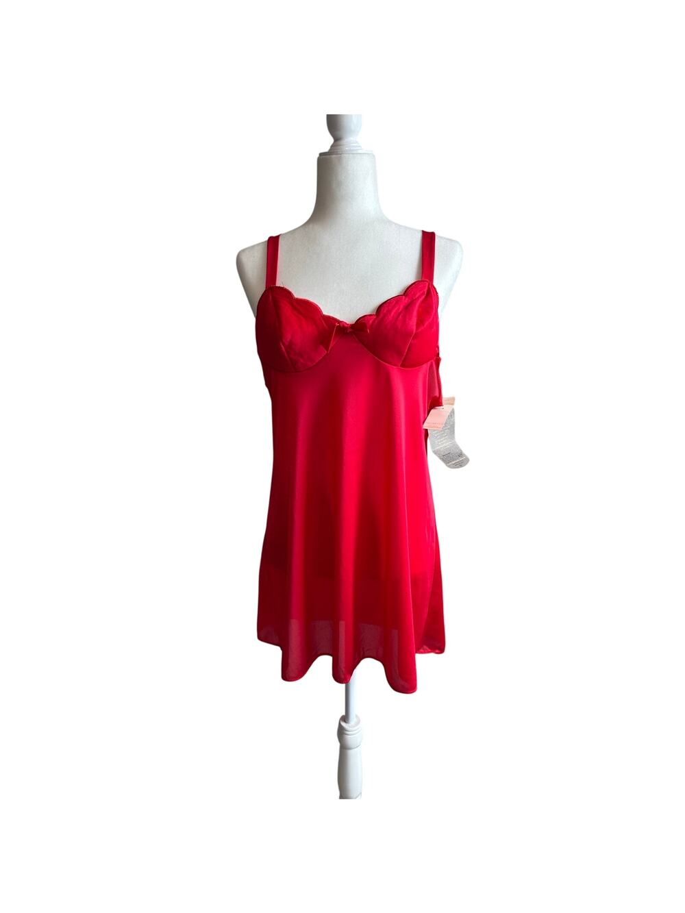 Vintage Deadstock Vassarette Nightie Mini Dress Slip Red M